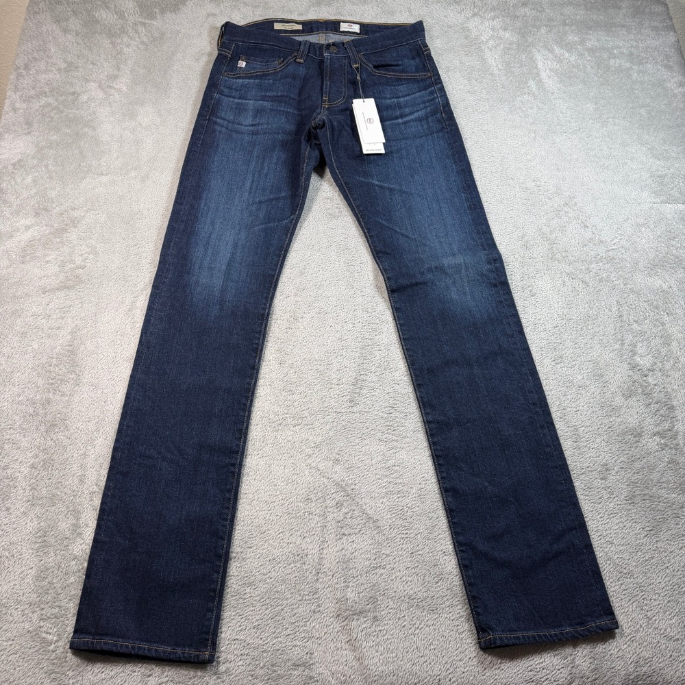 AG Adriano Goldschmied Selvage Matchbox Slim Straight Jeans Mens 28 Blue Denim